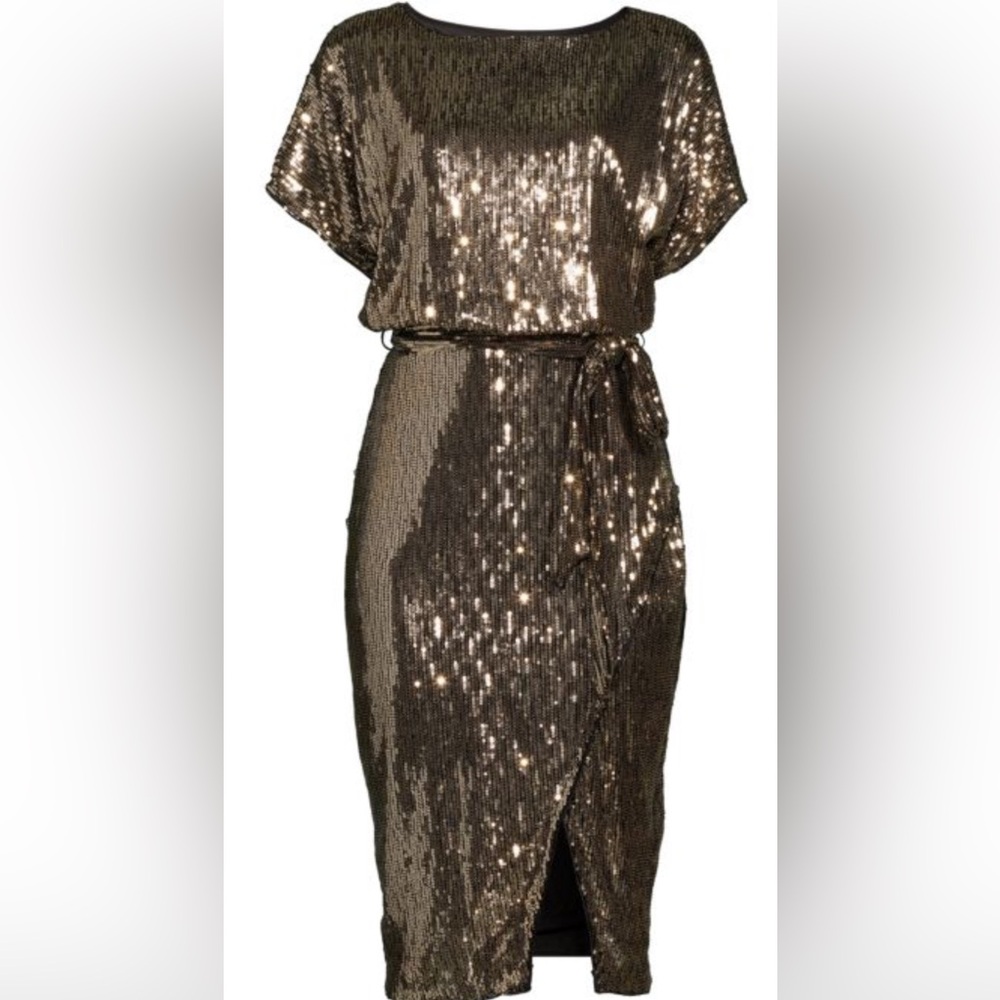 New Years Eve!! Kensie Belted Sequin Blouson Dress Midi Dress Size 14